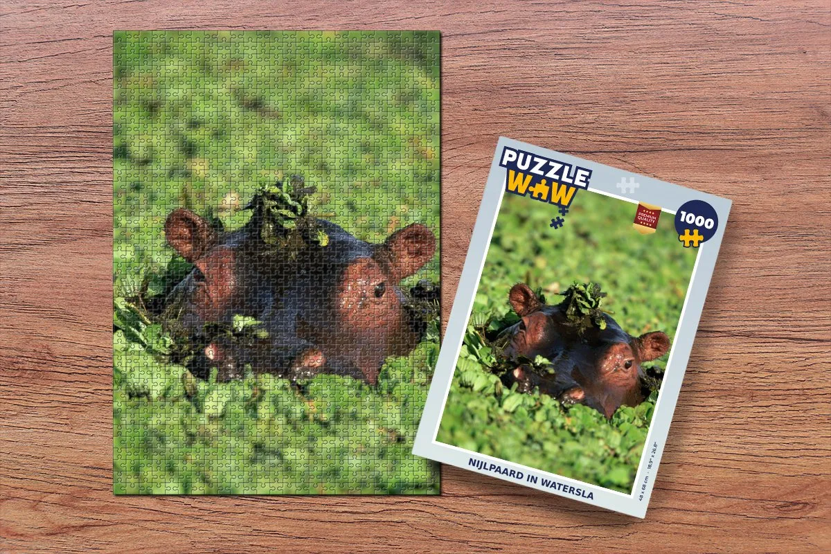 PuzzleWow Nijlpaard Water Planten Legpuzzel 1000 Stuks
