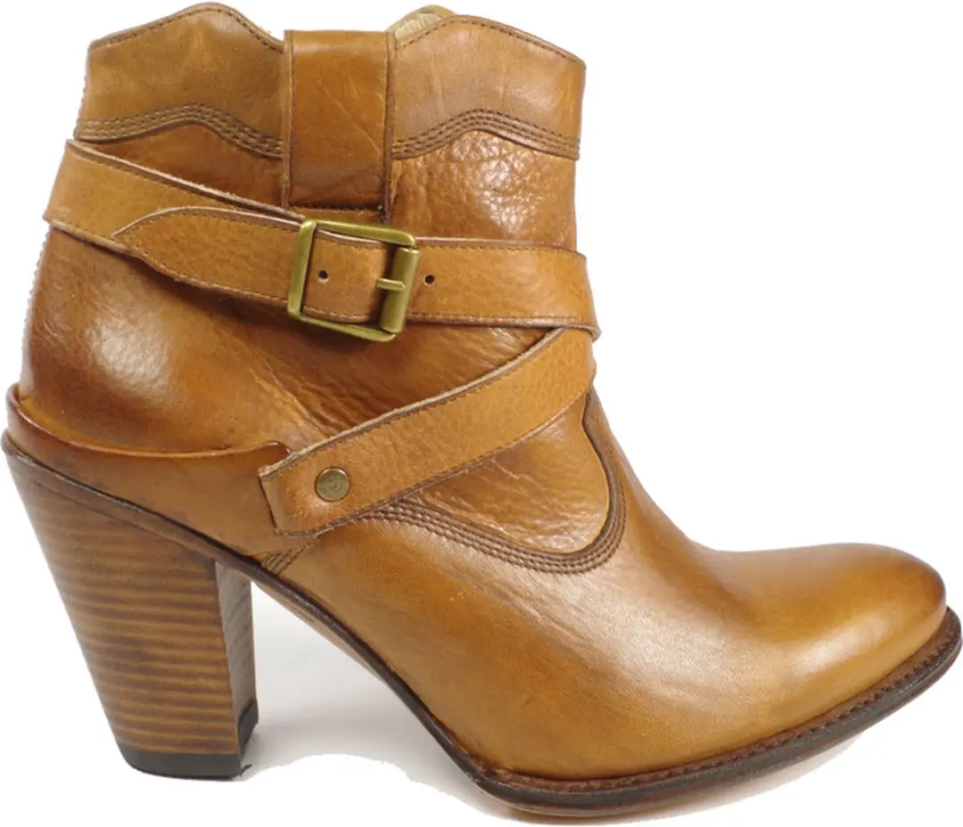 Sendra Boots 11346 Bruin Sarina Dames Enkellaars Ronde Neus Hoge Hak Lederen Zoo