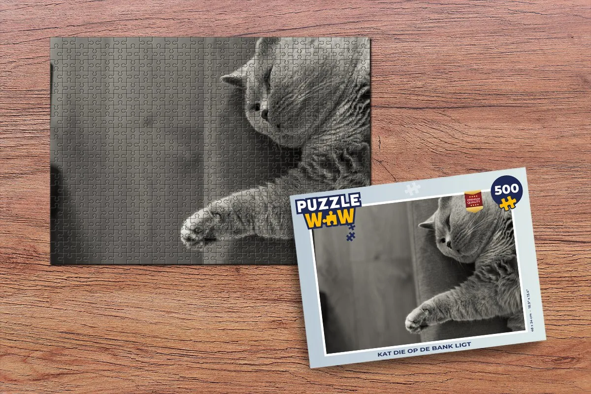 PuzzleWow Legpuzzel Kat op de Bank - 500 Stuks - Multicolor