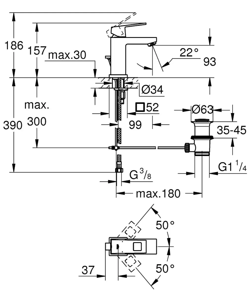 GROHE Eurocube wastafelkraan 2312700E - afbeelding 3 van 4