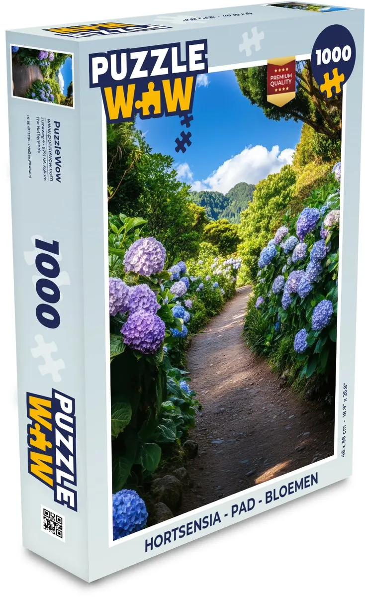 PuzzleWow Hortensia Pad Legpuzzel 1000 Stuks