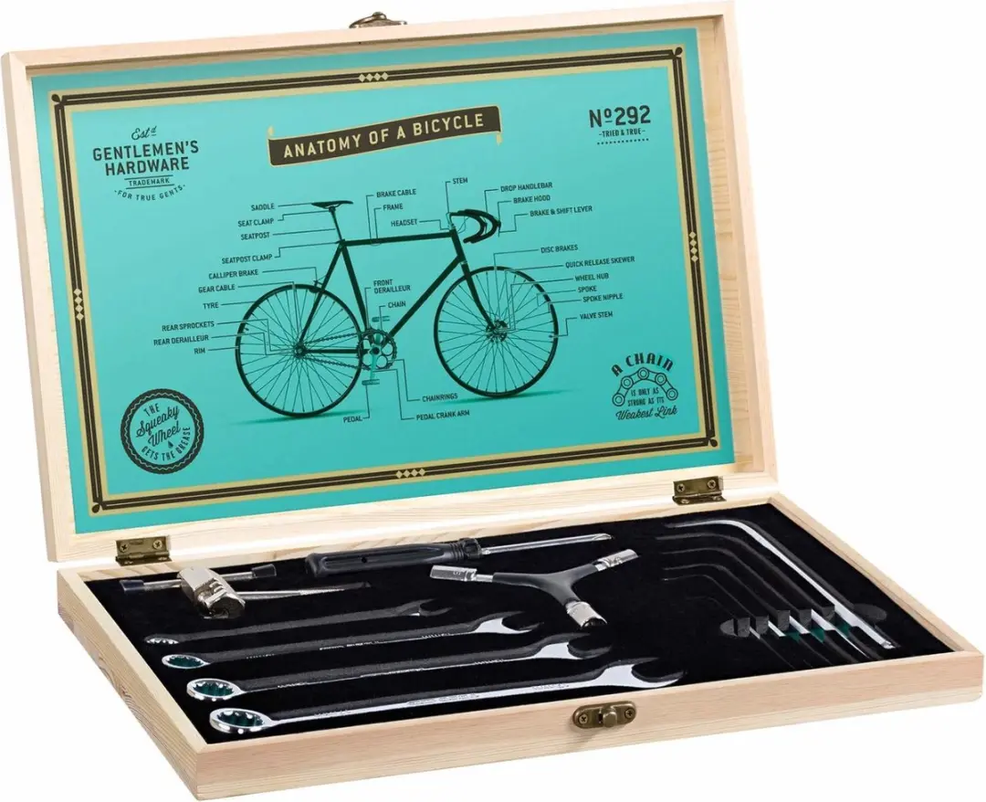 Gentlemen's Hardware vintage gereedschaps set Fiets hout case