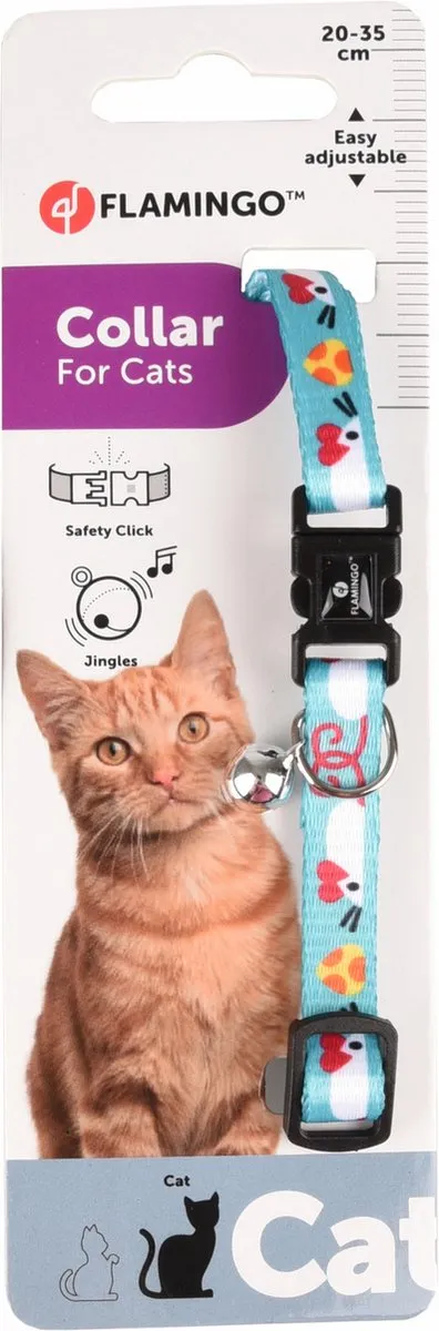 Flamingo Kattenhalsband Amira - Blauw 20-35cm