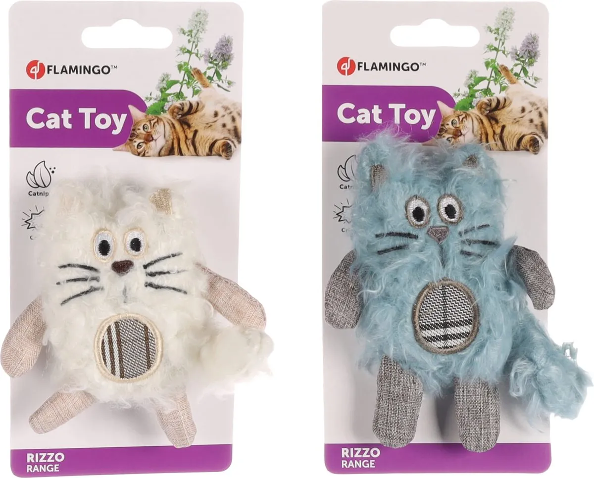 Flamingo Rizzo Poes Kattenspeelgoed - Blauw/Beige