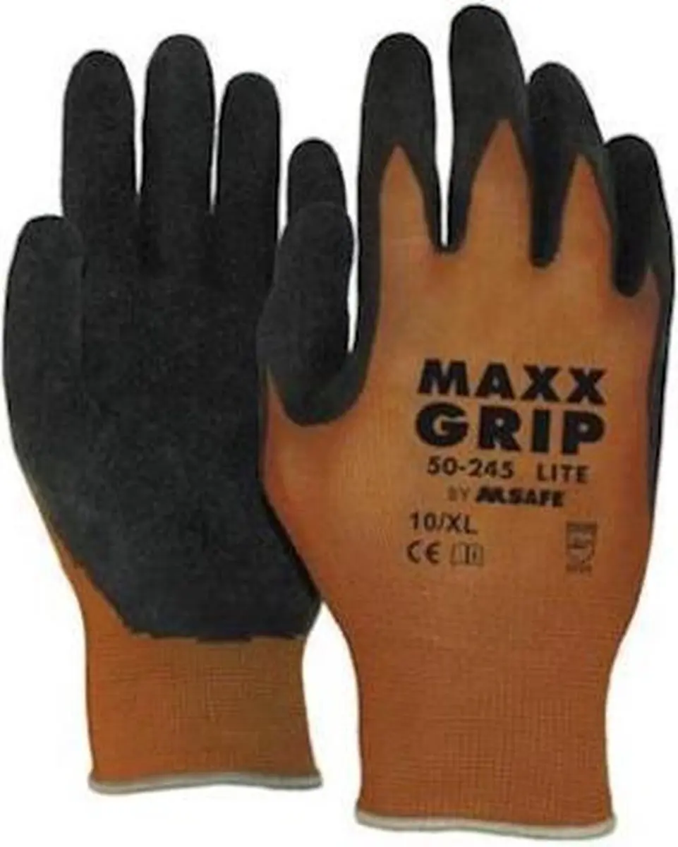OXXA Maxx-Grip-Lite 50-245 handschoen M/8 Oxxa - zwart/bruin - Latex/nylon - Gebreid manchet - EN 388:2016