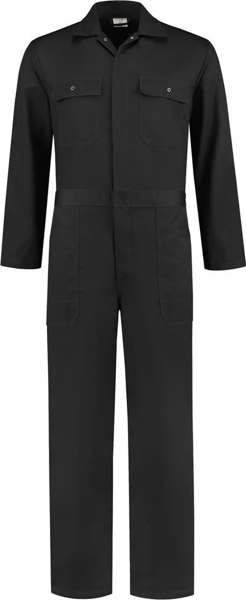 EM Workwear kinderoverall pol/kat Zwart met verdekte ritssluiting maat 164