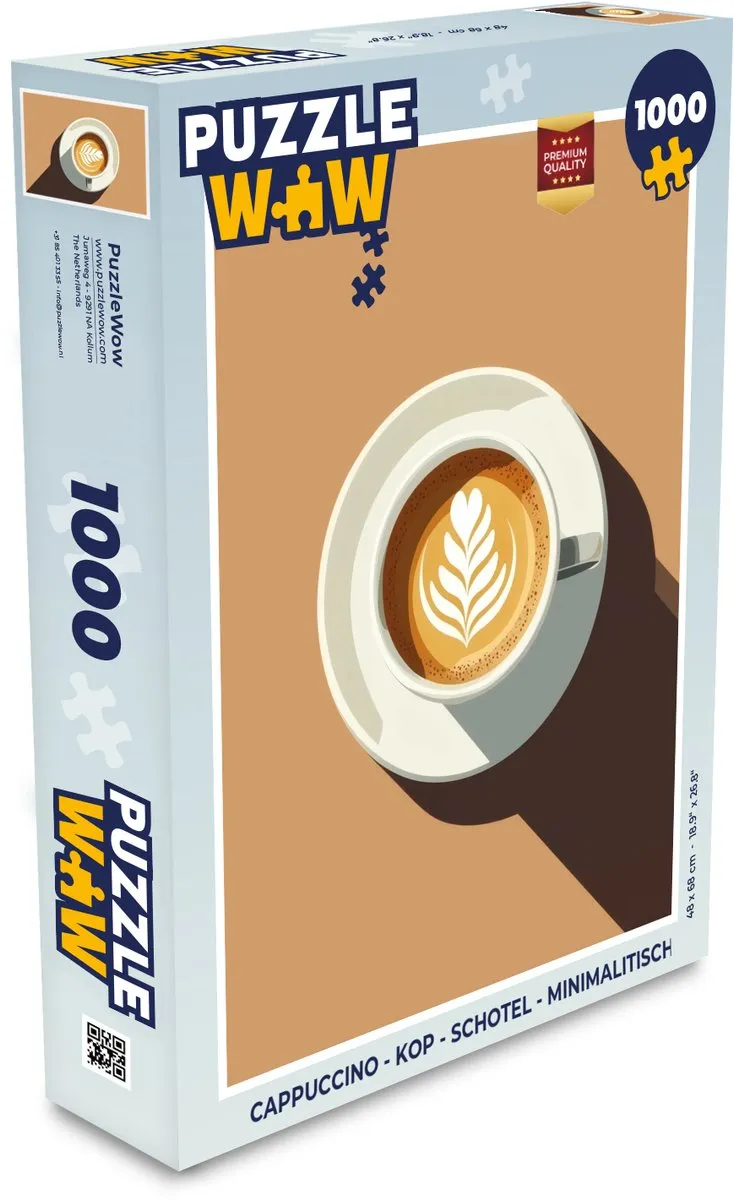 PuzzleWow Cappuccino Puzzel 1000 Stuks - Kopje