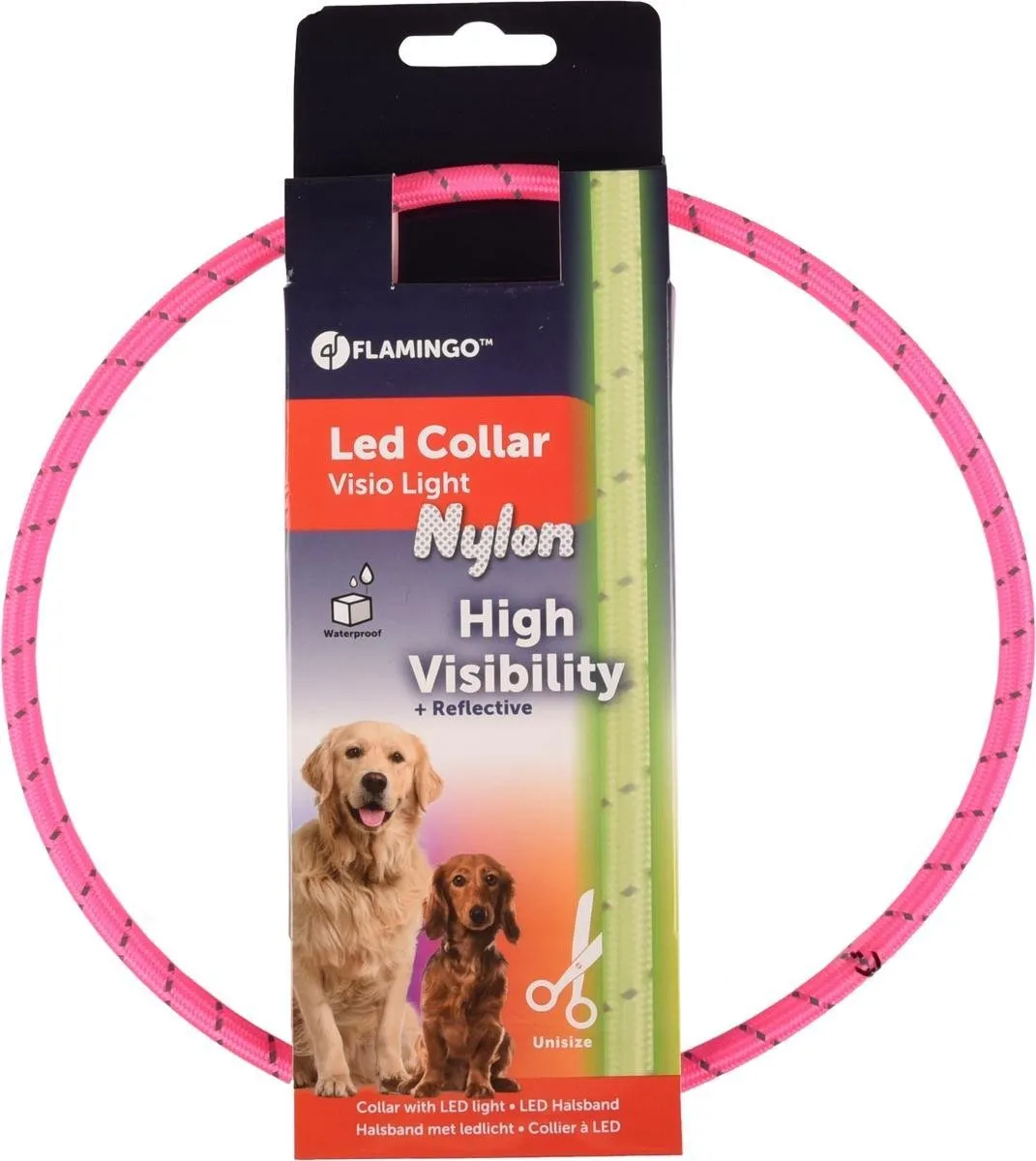 Flamingo Visio Leora LED Halsband Honden Roze 33-63,5cm - afbeelding 4 van 6
