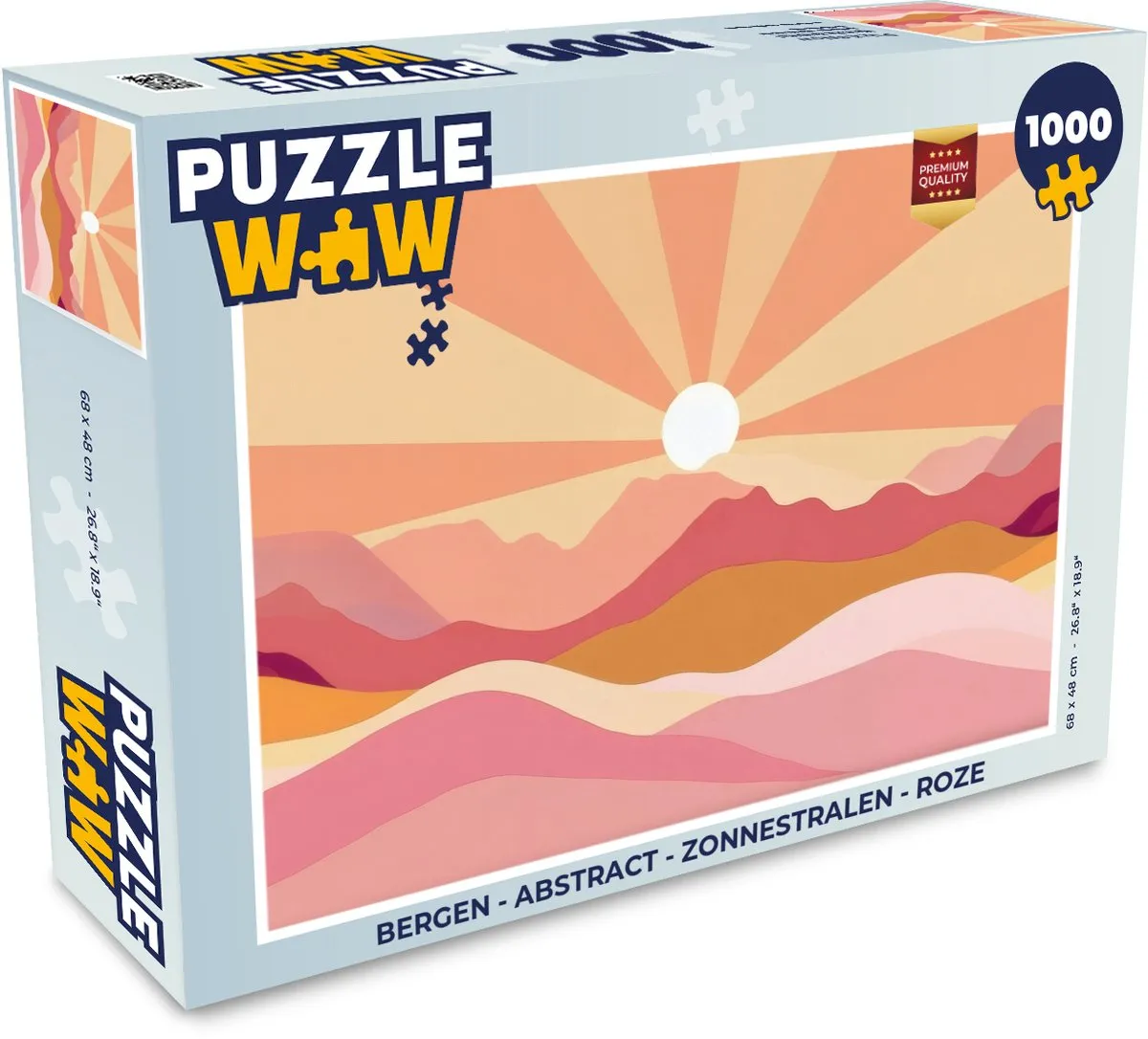 PuzzleWow Bergen Abstract Zonnestralen Legpuzzel 1000 Stuks - Roze