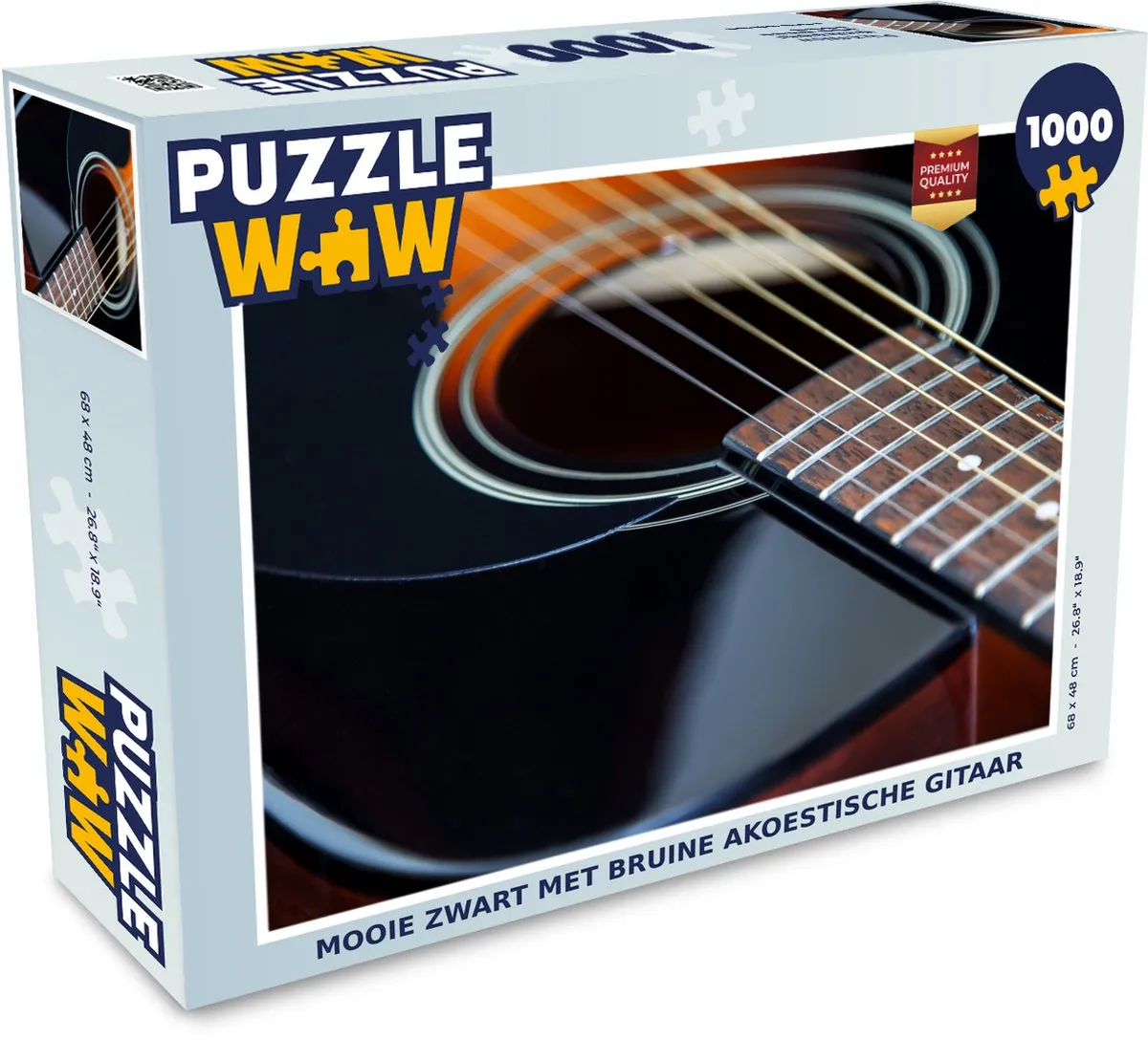 PuzzleWow Mooie zwart met bruine akoestische gitaar Legpuzzel 1000 Stuks