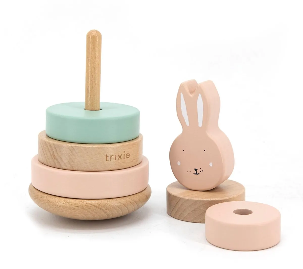 Trixie Houten Stapeltoren Mrs. Rabbit - Roze - 7 Stuks