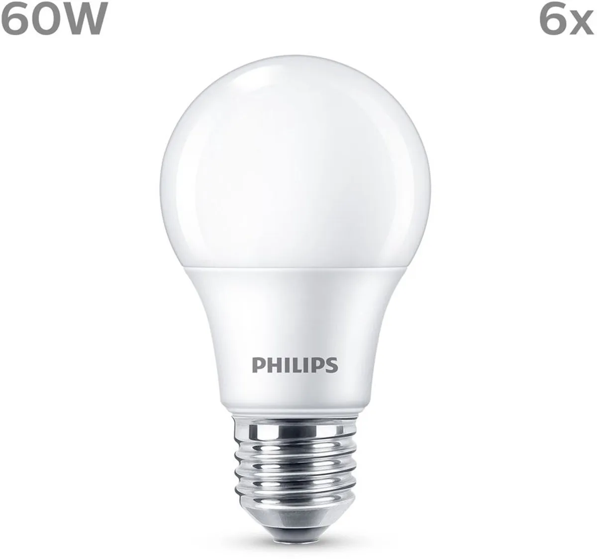 Philips LED Lamp E27 8W Warmwit - 6 Stuks