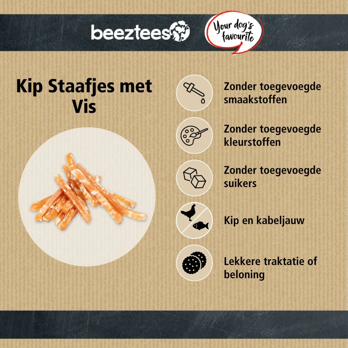Beeztees Tasty Treats Kip Staafjes met Vis Mini Hondensnacks 200g