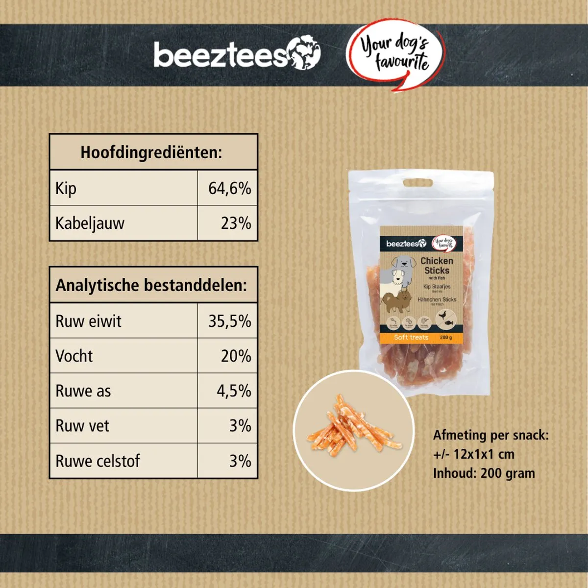 Beeztees Tasty Treats Kip Staafjes met Vis Mini Hondensnacks 200g