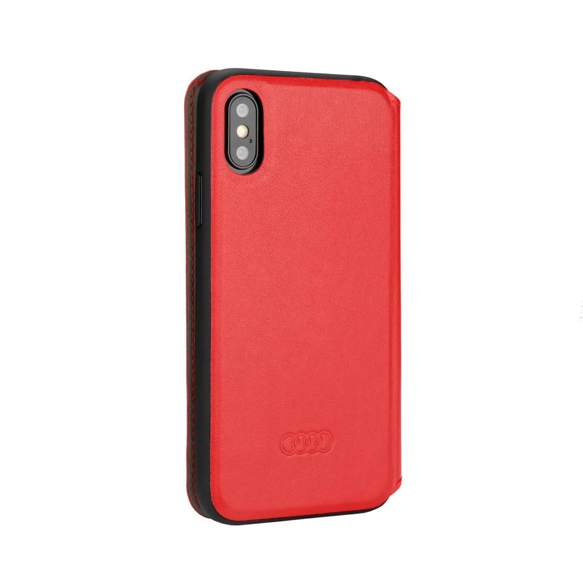 Audi iPhone Xs/X Hoesje - Effen Rood - Kunstleer - 2 Stuks