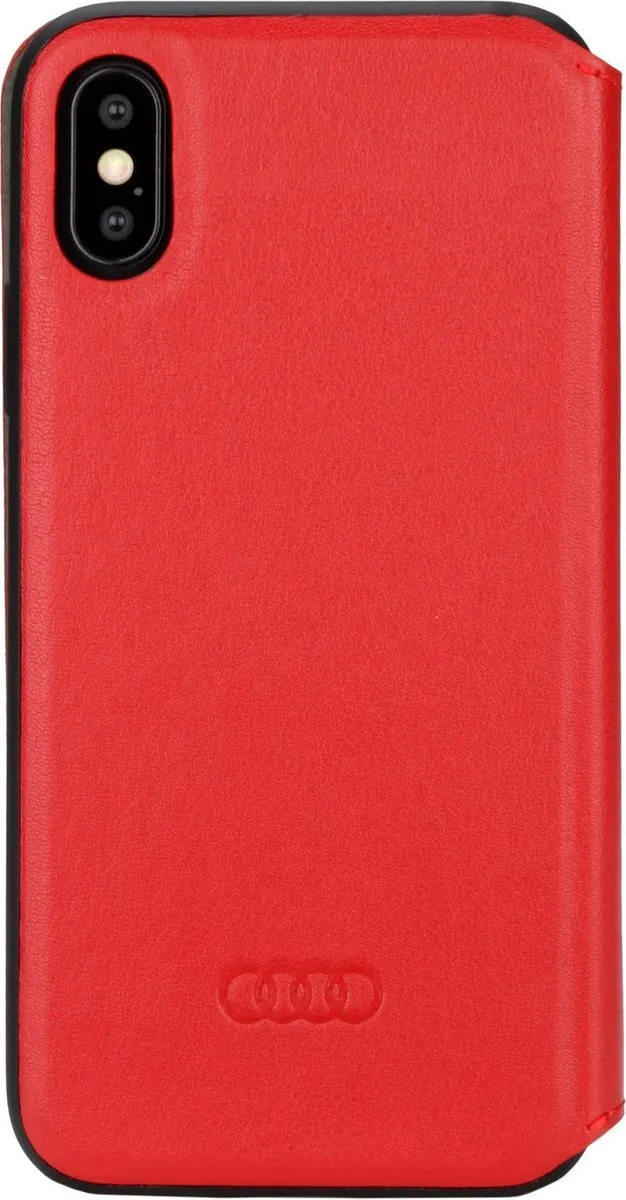 Audi iPhone Xs/X Hoesje - Effen Rood - Kunstleer - 2 Stuks