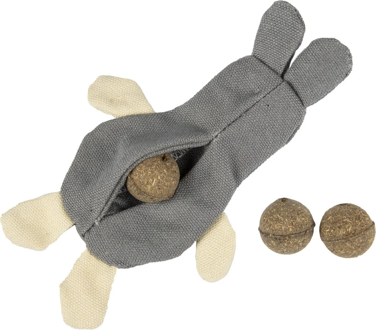 Flamingo Natural Fun Konijn Kattenspeelgoed 14cm - Grijs Beige - afbeelding 2 van 6