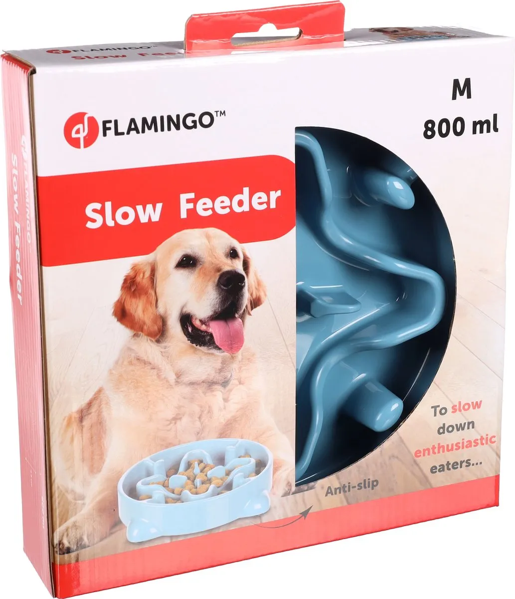 Flamingo Anti Schrokbak Hond Slow Feeder Ø21,5cm 800ml - Petrol