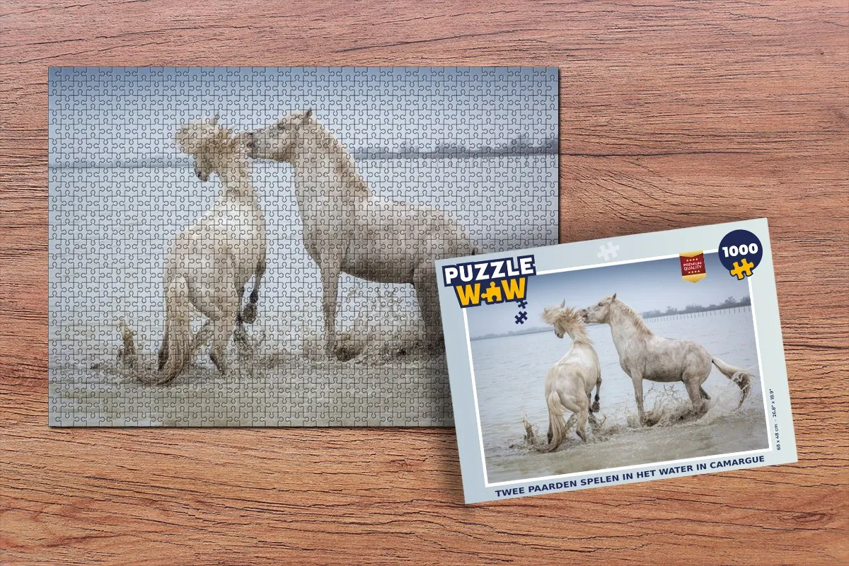 PuzzleWow Legpuzzel Twee paarden Camargue 1000 Stuks - Multicolor