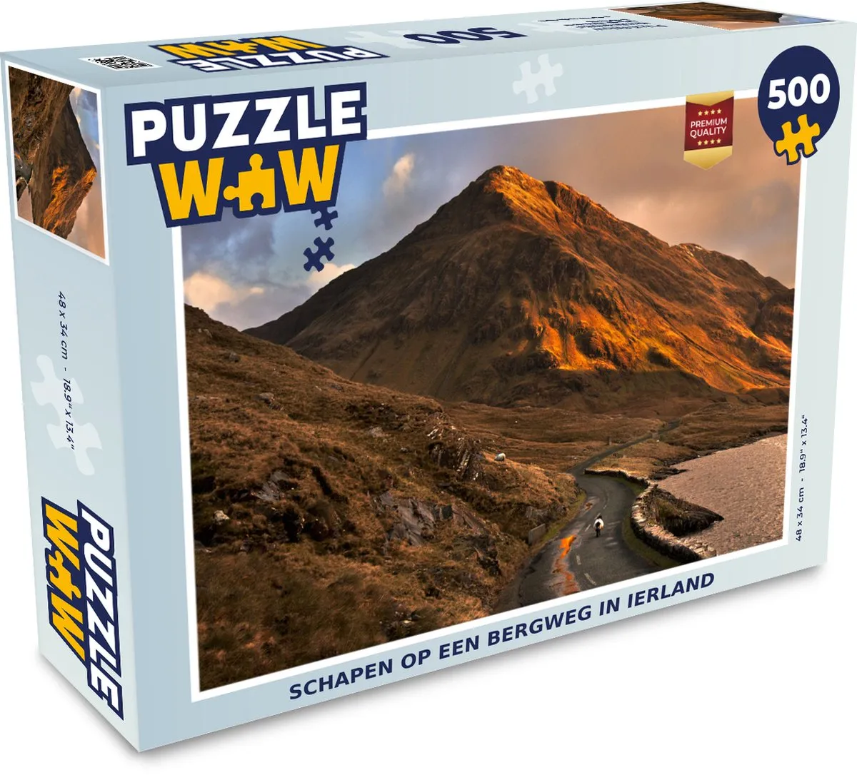 PuzzleWow Legpuzzel Schapen op een bergweg in Ierland 500 Stuks