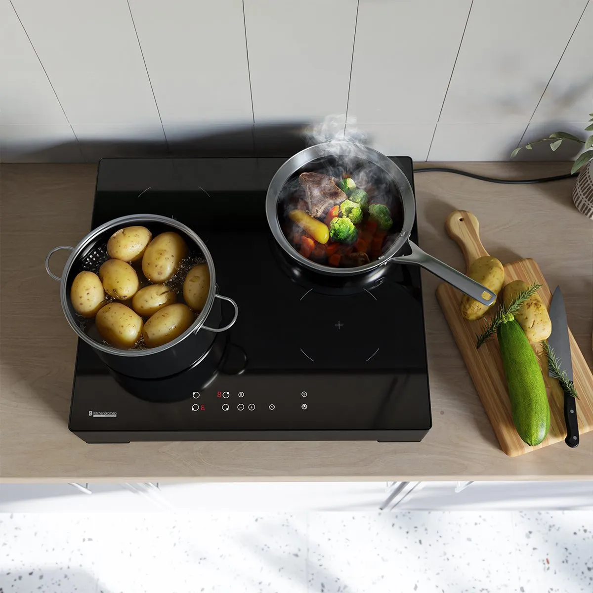 KitchenBrothers KB4058 Inductieplaat 60cm - 4 Zones - 2400W - Zwart