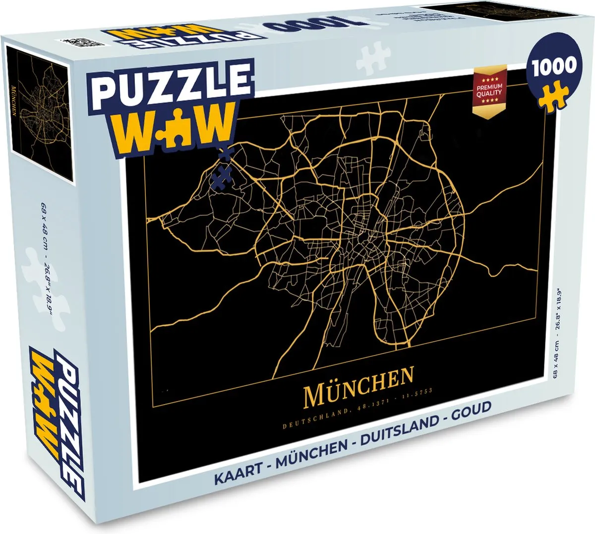 PuzzleWow München Duitsland Legpuzzel 1000 Stuks - Goud