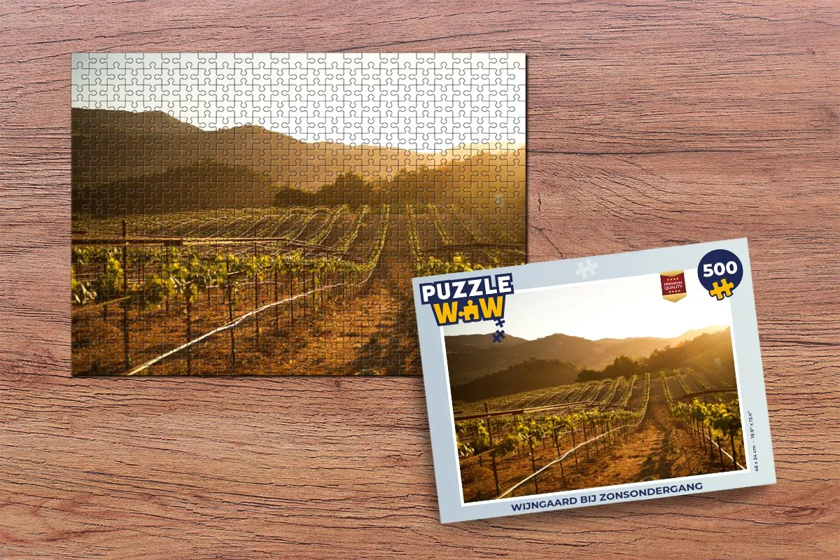 PuzzleWow Wijngaard bij Zonsondergang Legpuzzel 500 Stuks - Multicolor