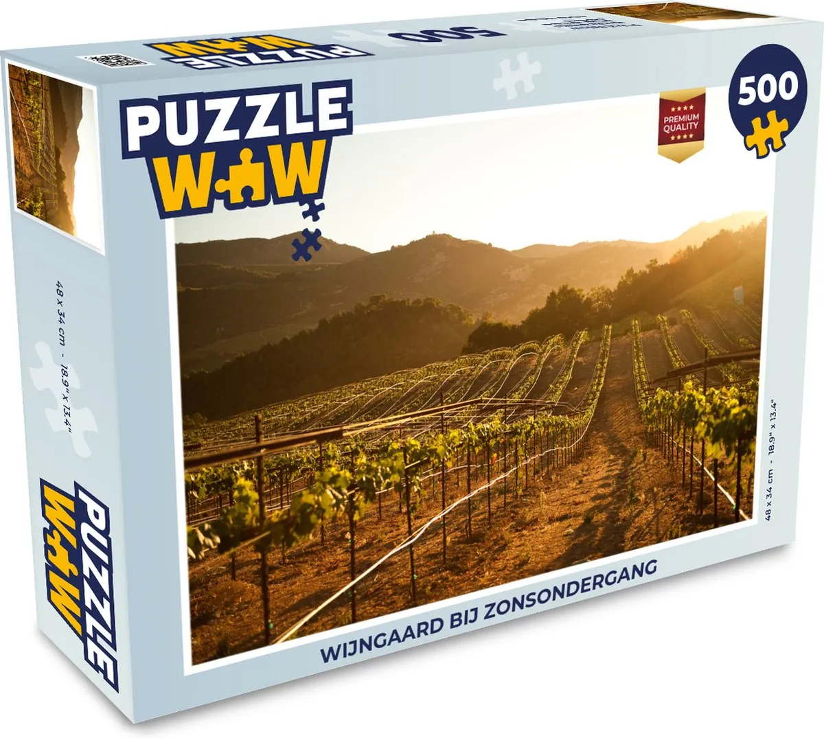 PuzzleWow Wijngaard bij Zonsondergang Legpuzzel 500 Stuks - Multicolor