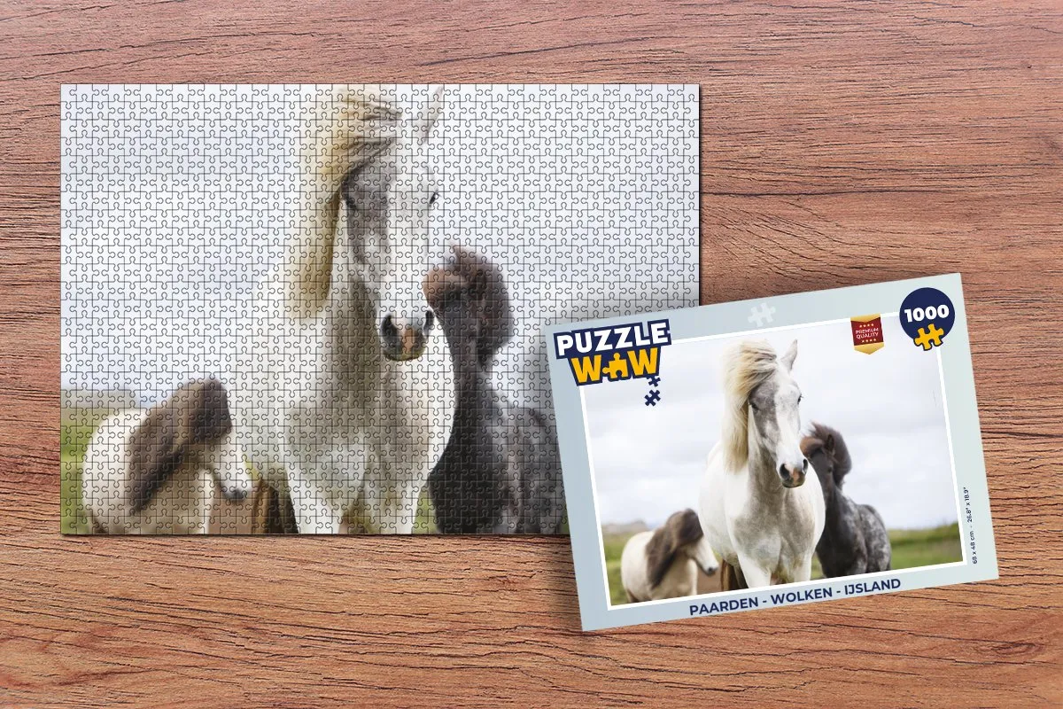 PuzzleWow Paarden Wolken IJsland Legpuzzel 1000 Stuks - Multicolor