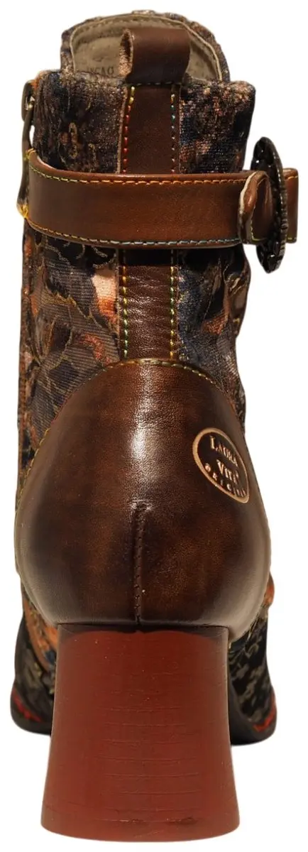 Laura Vita Incaso 10 Marron Enkellaarzen Bruin Gebloemd Leer en Suede Dames - Bruin - 38 - afbeelding 6 van 6