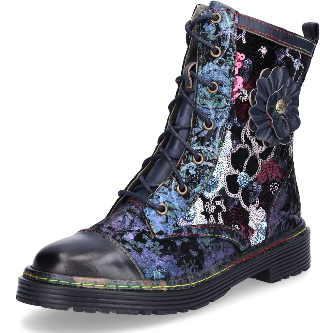 Laura Vita dameslaars met veters blauw