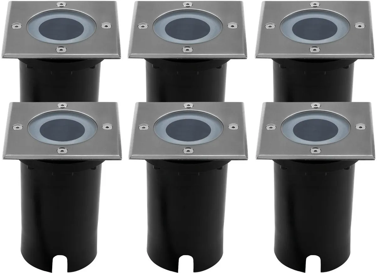 Ledvion 6X LED Grondspot 1M GU10 IP67 - 6 Stuks - RVS