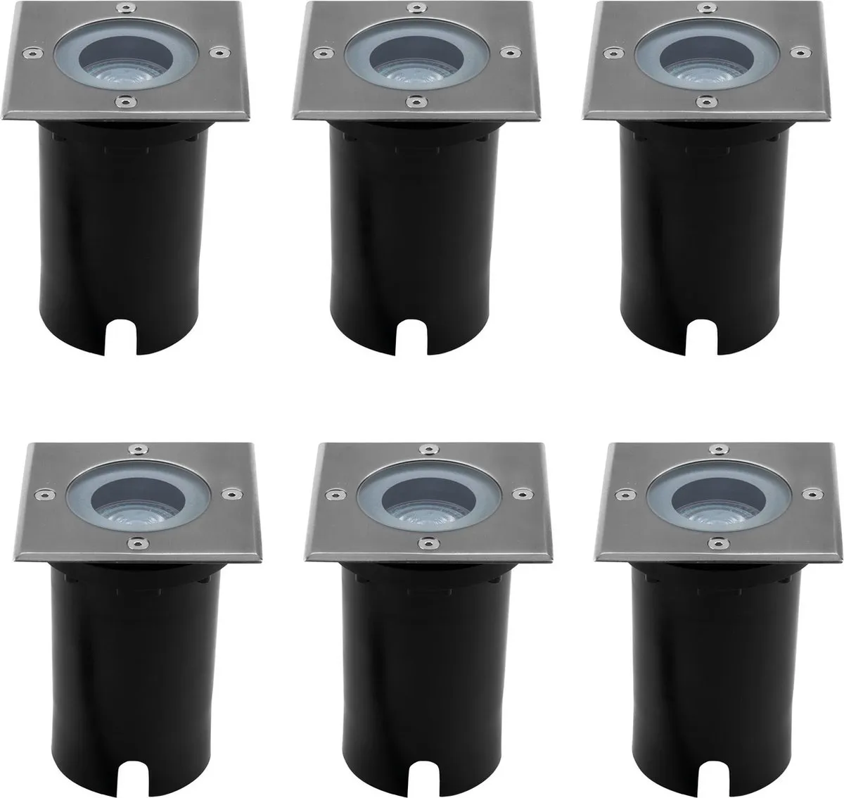 Ledvion 6X LED Grondspot 1M GU10 IP67 - 6 Stuks - RVS