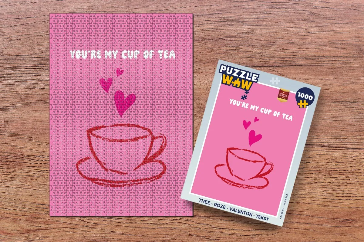 PuzzleWow Valentijn Thee Legpuzzel 1000 Stuks - Roze