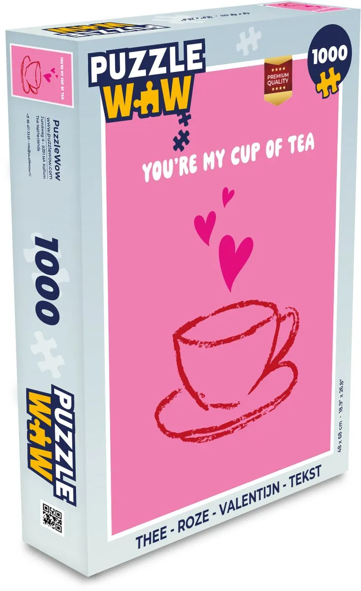 PuzzleWow Valentijn Thee Legpuzzel 1000 Stuks - Roze