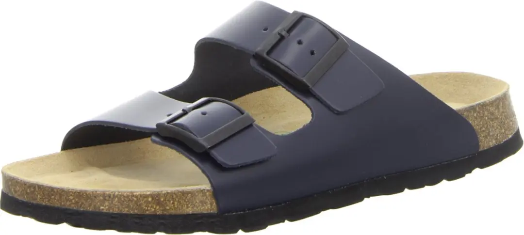 Natural Sense unisex pantoffels muiltjes sandalen leer navy 1095020
