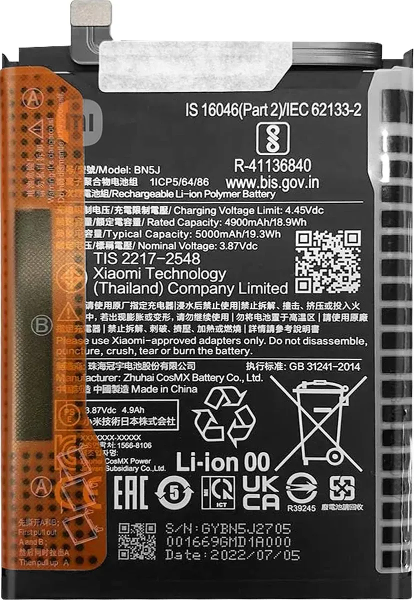 Xiaomi Poco X5 Originele Batterij 5000mAh BN5J