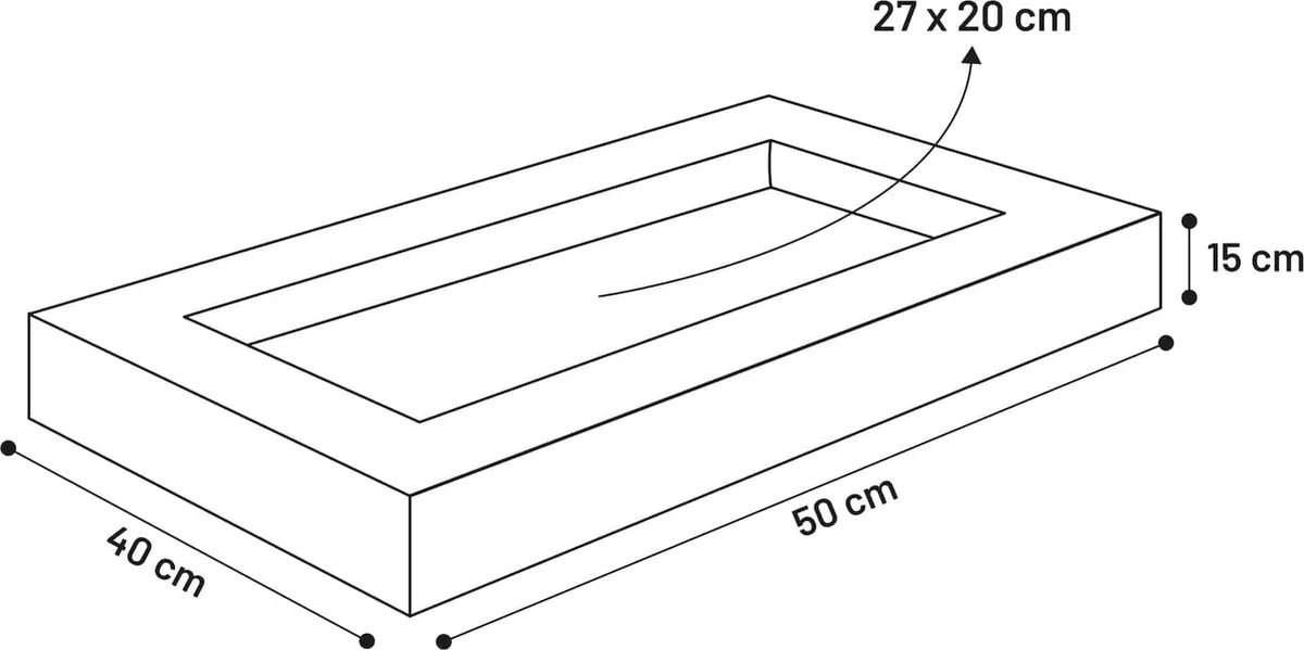 Mand Krems Rechthoekig Lichtgrijs 50x40x15cm