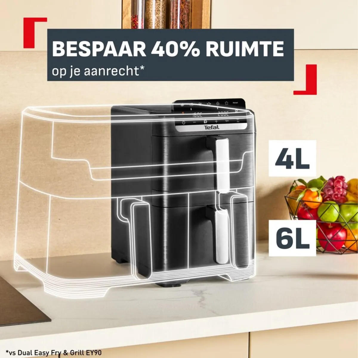 Tefal Easy Fry Crispy Stack EY7528 Dubbele Airfryer 10L - 2700W - Zwart