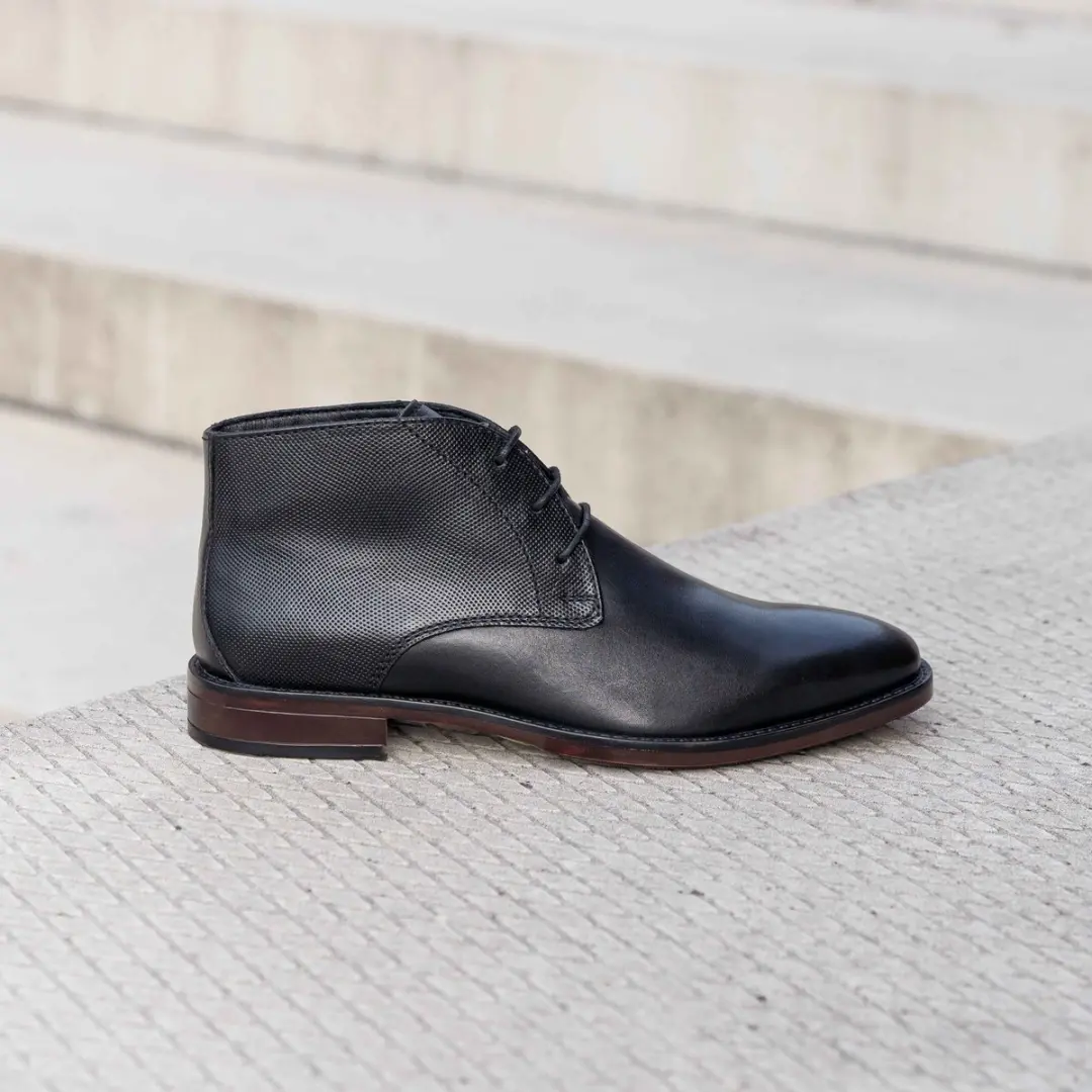 Cafe Moda veterboots heren zwart leer - afbeelding 2 van 2