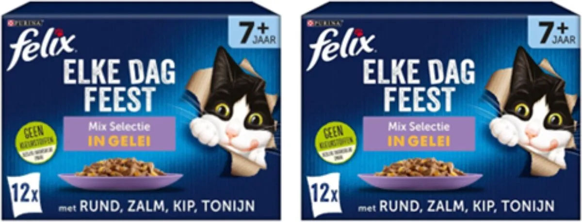 Felix Elke Dag Feest Mix Selectie Gelei Senior Kattenvoer