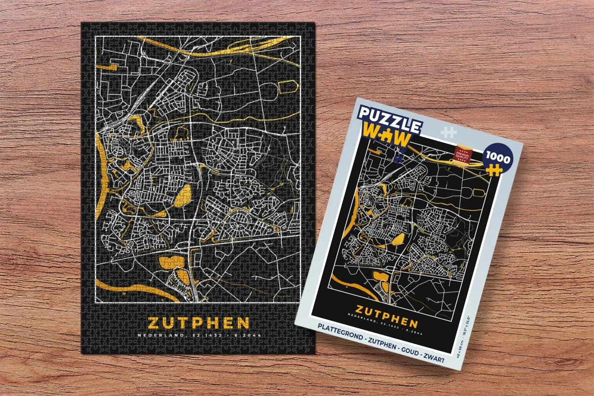 PuzzleWow Zutphen Legpuzzel 1000 Stuks - Goud/Zwart