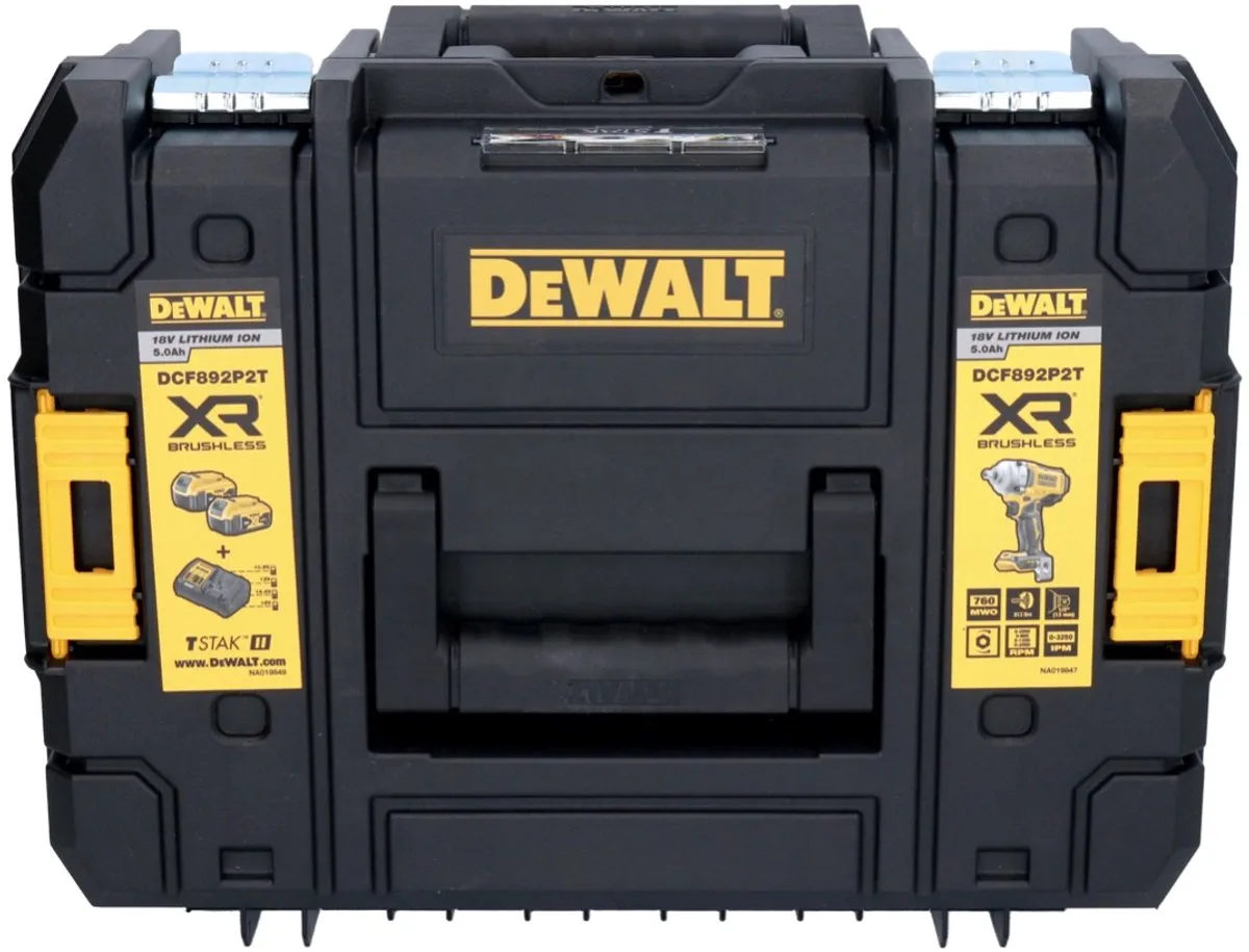 DeWalt DCF 892 D1T Accu-slagmoersleutel 18V 813Nm - 2.0Ah + Lader + TSTAK - afbeelding 2 van 5