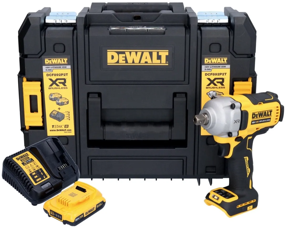 DeWalt DCF 892 D1T Accu-slagmoersleutel 18V 813Nm - 2.0Ah + Lader + TSTAK - afbeelding 3 van 5