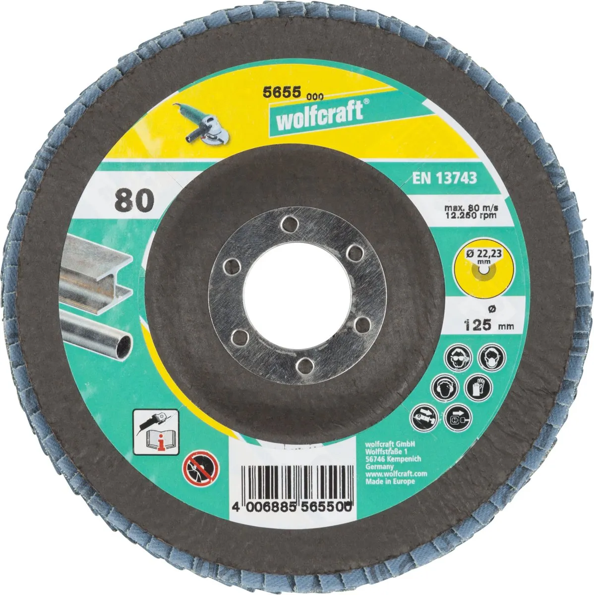Wolfcraft Slijplamellenschijf Ø125mm Korrel 80