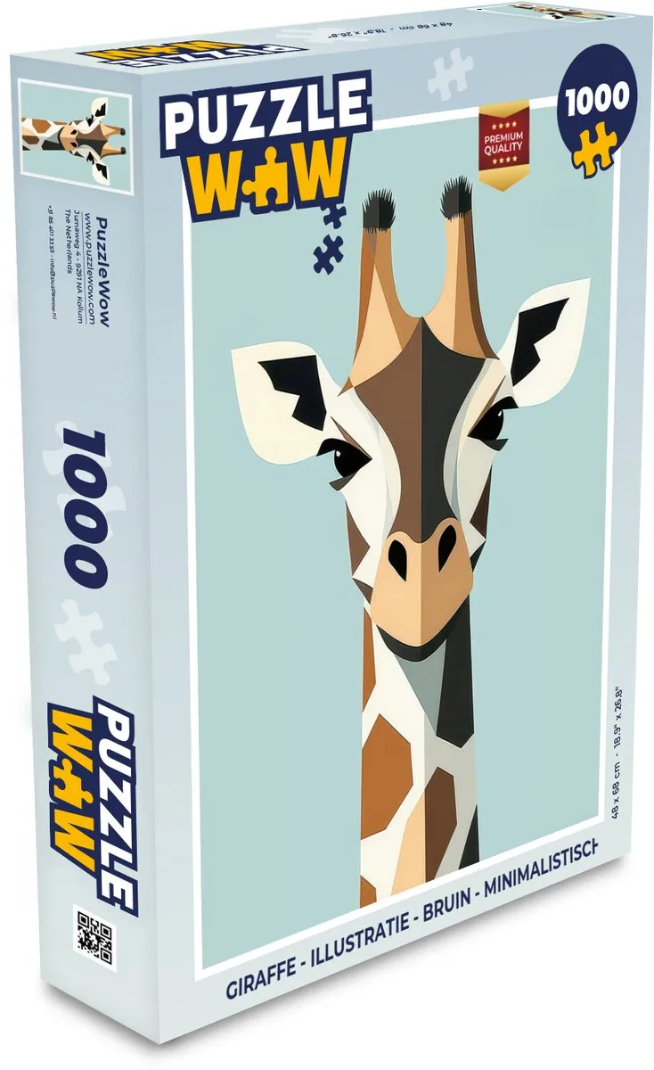 PuzzleWow Giraffe Legpuzzel 1000 Stuks