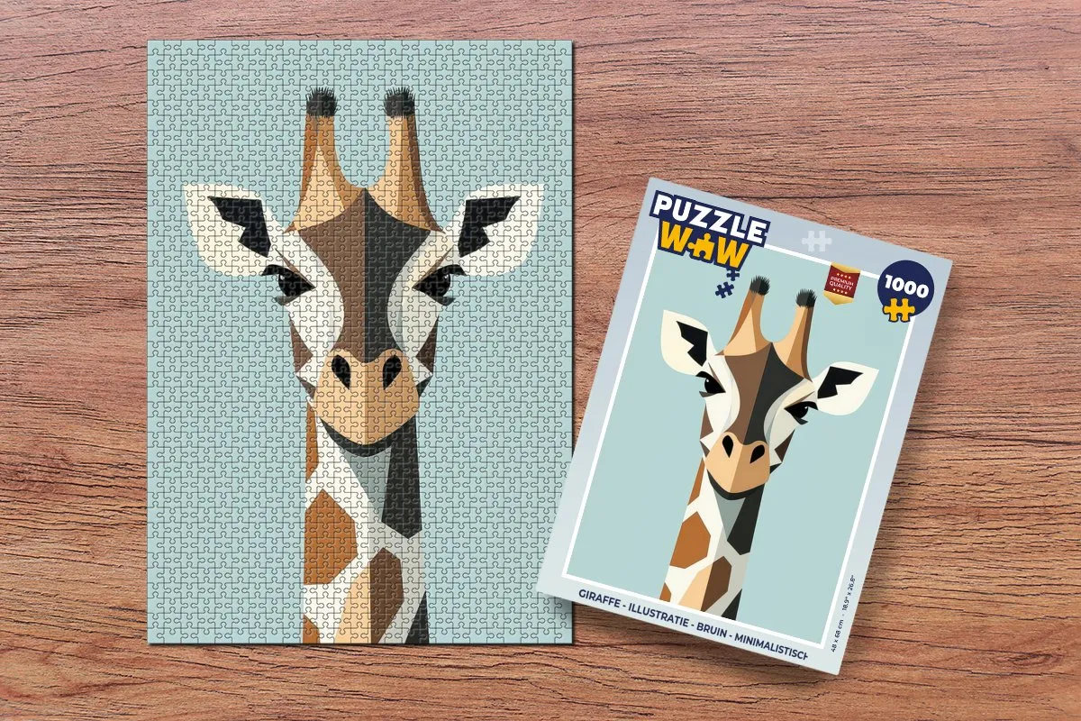 PuzzleWow Giraffe Legpuzzel 1000 Stuks - Minimalistisch