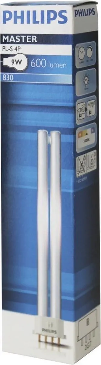 Philips MASTER PL-S 4P 9W Warm Wit Rookglas