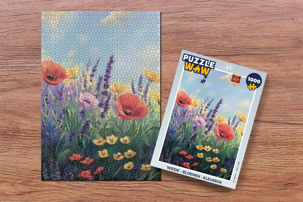 PuzzleWow Weide Bloemen Legpuzzel 1000 Stuks - Klaprozen