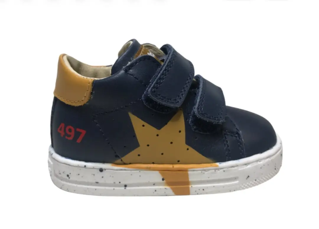 Falcotto velcro's okergele ster lederen sneaker Salazar navy mt 20